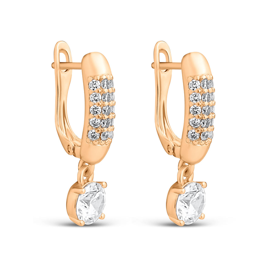Round cubic zirconia drop earrings