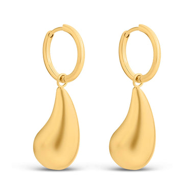 Puffed teardrop hoop earrings, 40 mm