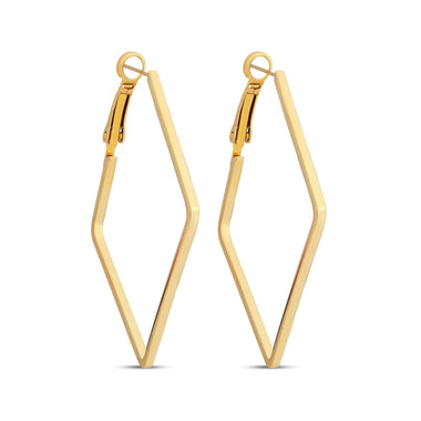 Large rhombus hoop earrings, 52 mm