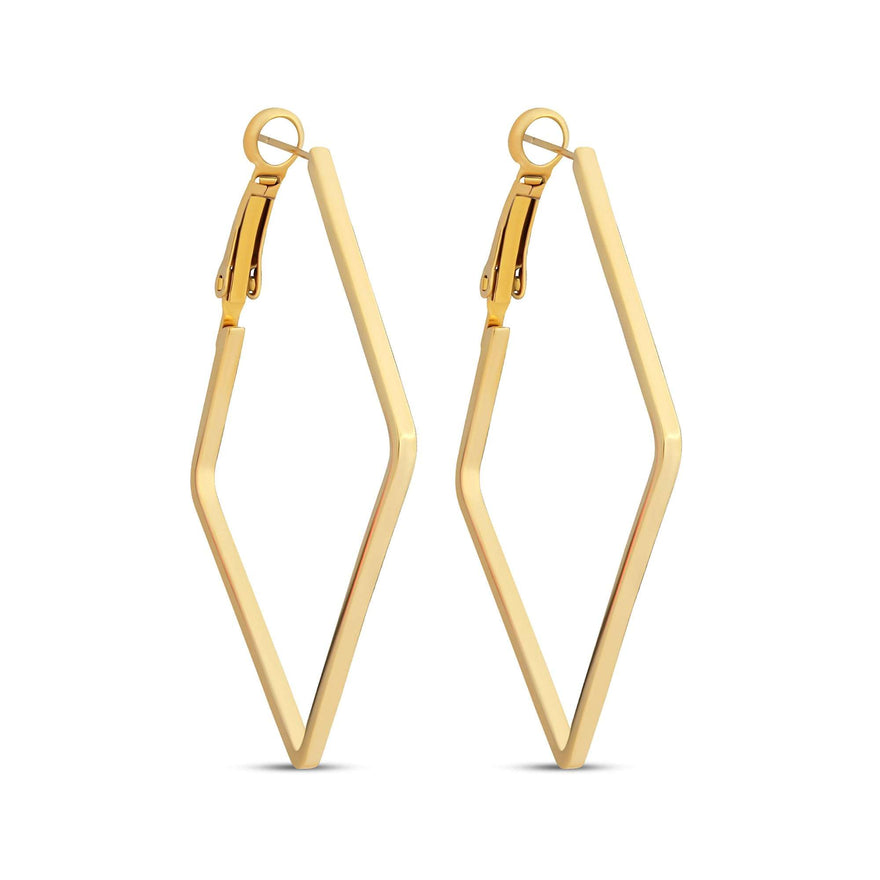Large rhombus hoop earrings, 52 mm