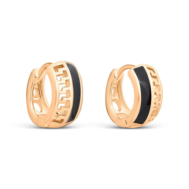 Greek key hoops with black enamel
