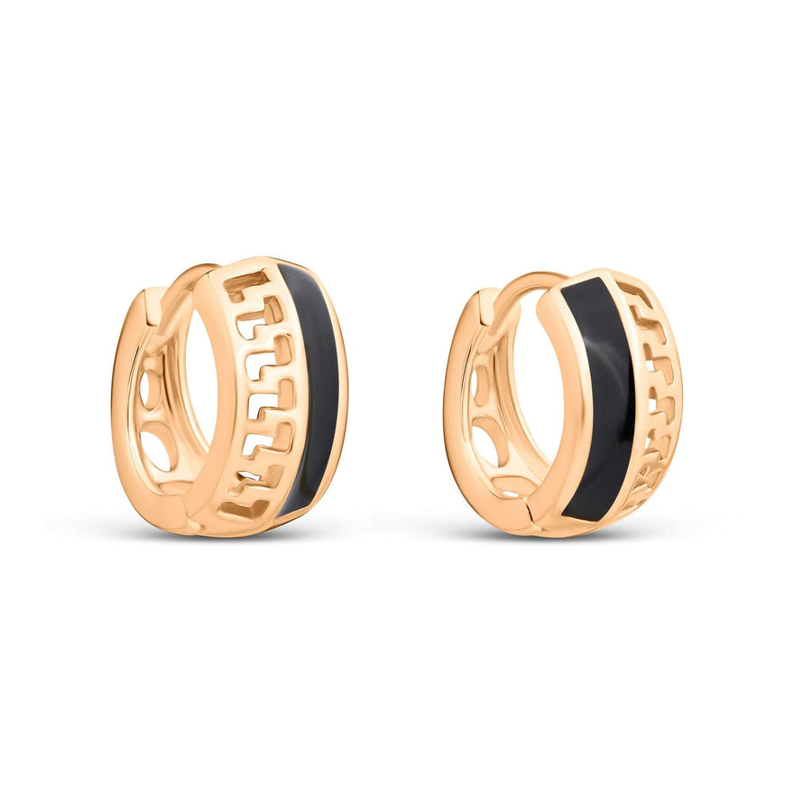 Greek key hoops with black enamel