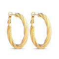 Chunky gold-plated hoop earrings with a twisted surface pattern and secure clasp