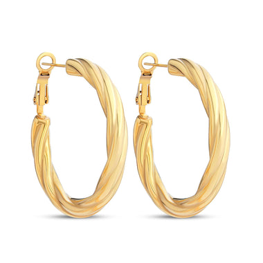 Chunky twisted hoop earrings, 42 mm
