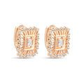 Hoop earrings with a rectangular cubic zirconia and a sparkling stone border