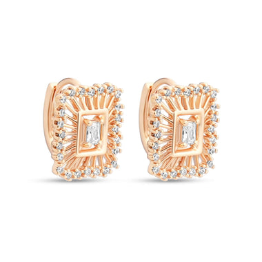 Sunburst cubic zirconia hoop earrings