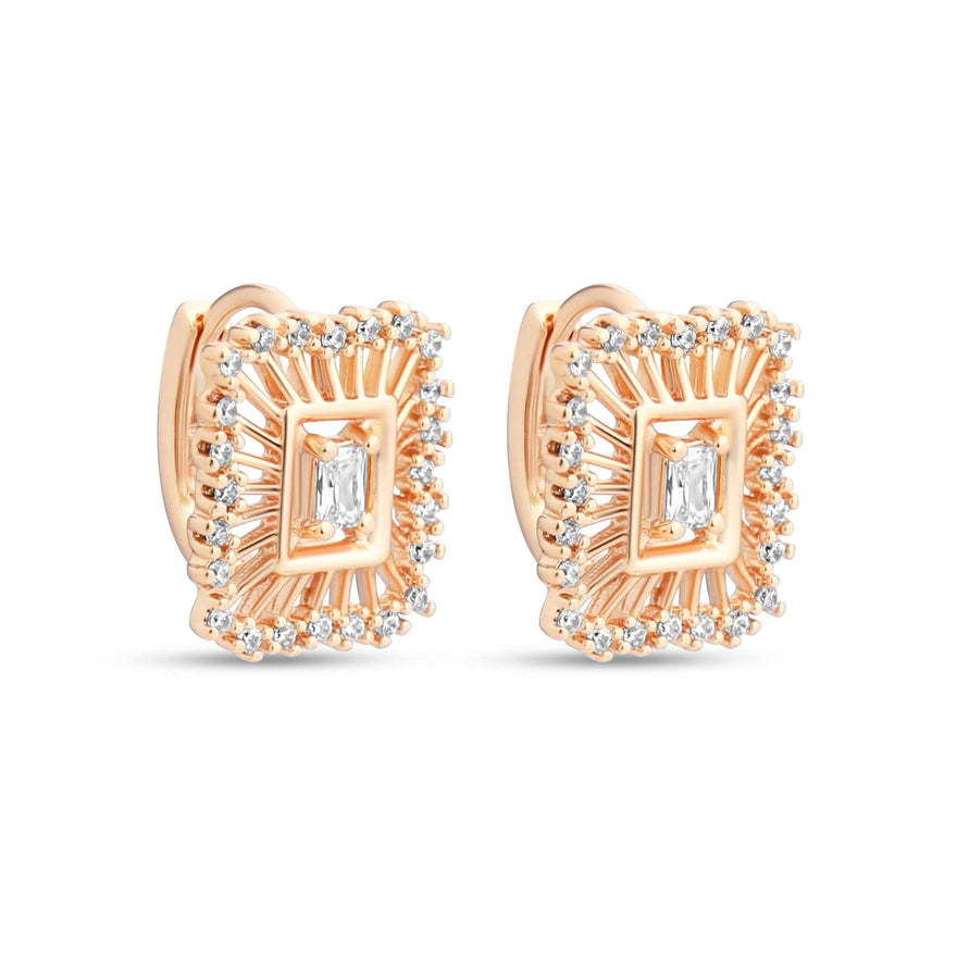Sunburst cubic zirconia hoop earrings