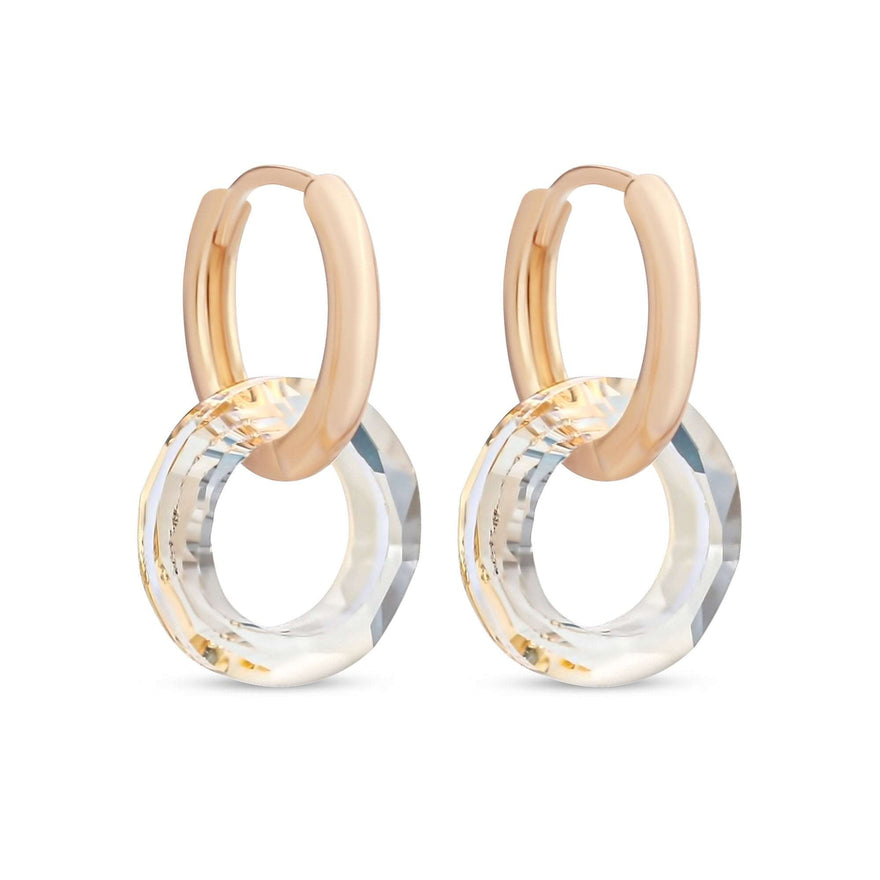 2-in-1 crystal hoop earrings, 25 mm