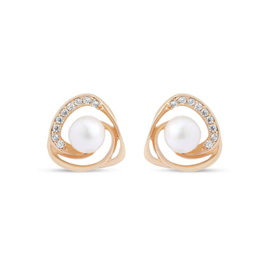 Faux pearl and cubic zirconia studs
