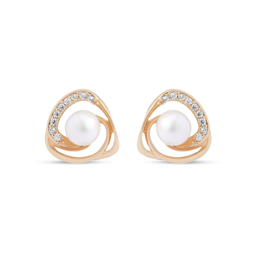 Faux pearl and cubic zirconia studs