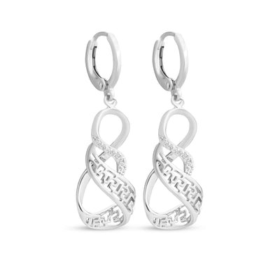 Greek key infinity earrings, 38 mm