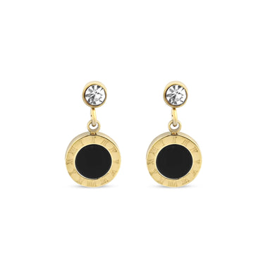 Roman numeral black enamel earrings