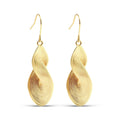 Long wavy earrings with fine ribbing and fish hooks, gold-plated