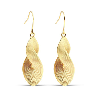 Wavy ribbed drop earrings, 50 mm