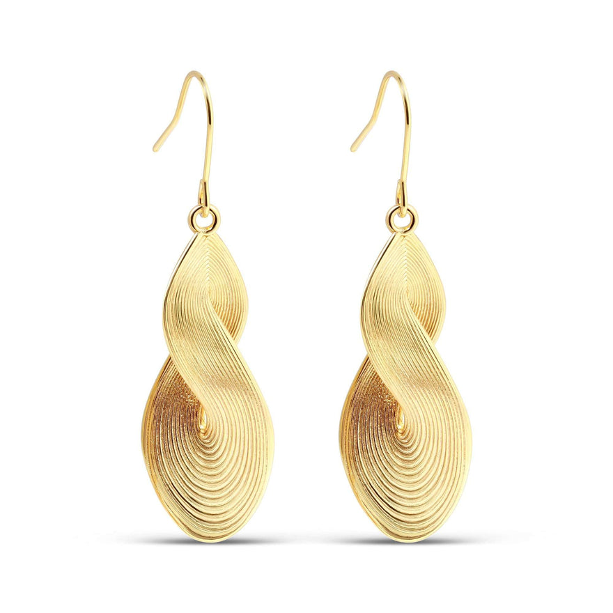 Wavy ribbed drop earrings, 50 mm
