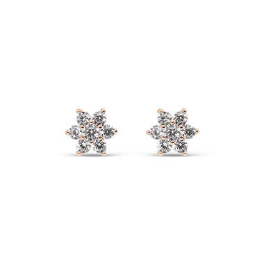 Seven-stone flower studs, 9 mm