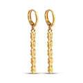 Long earrings with a heart link chain and French hooks on white