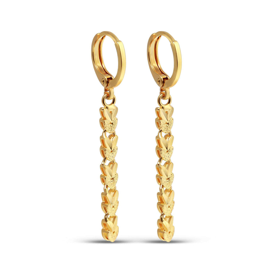 Heart-link chain drop earrings, 40 mm