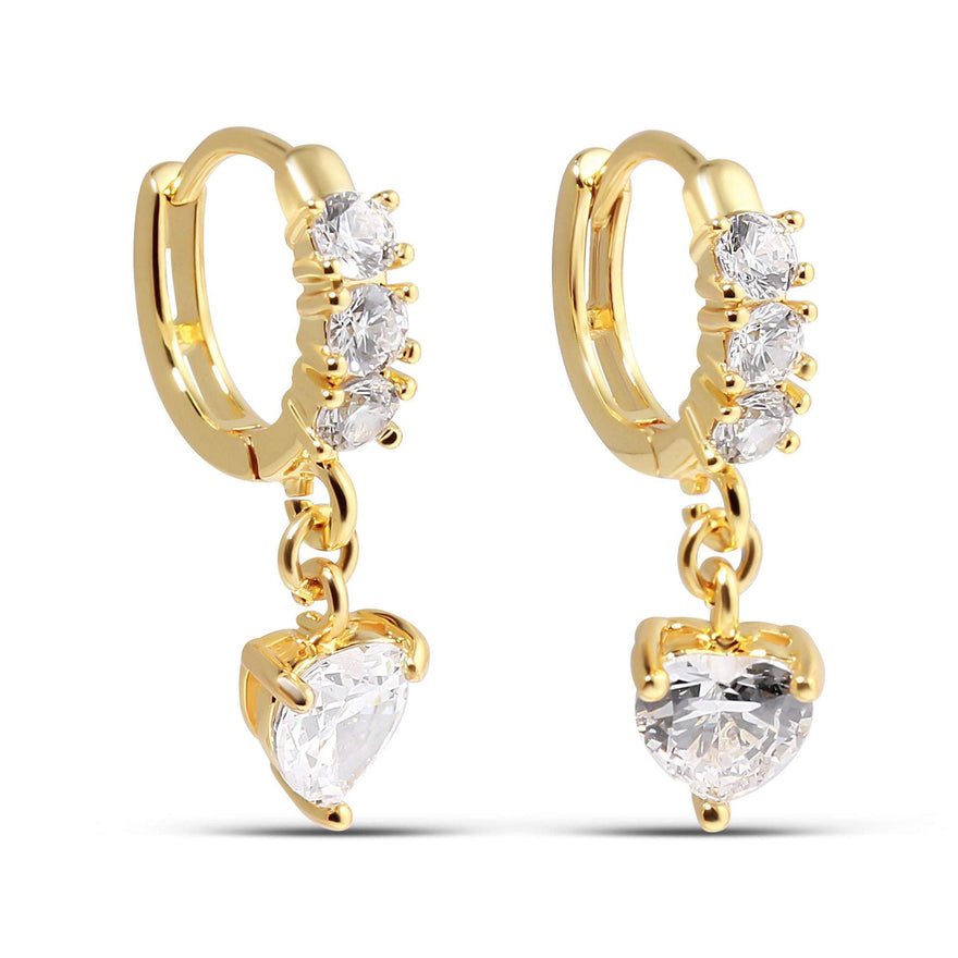 Heart charm hoop earrings, 22 mm