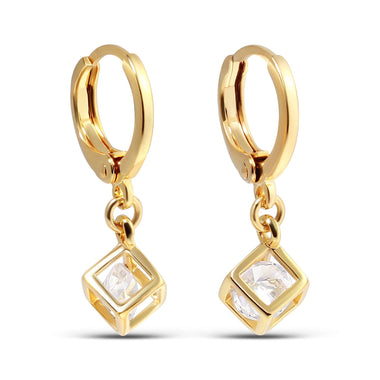 Open cube drop earrings, 22 mm