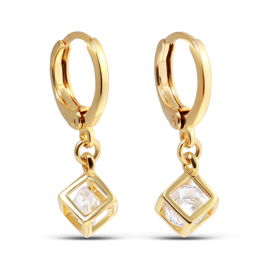 Open cube drop earrings, 22 mm