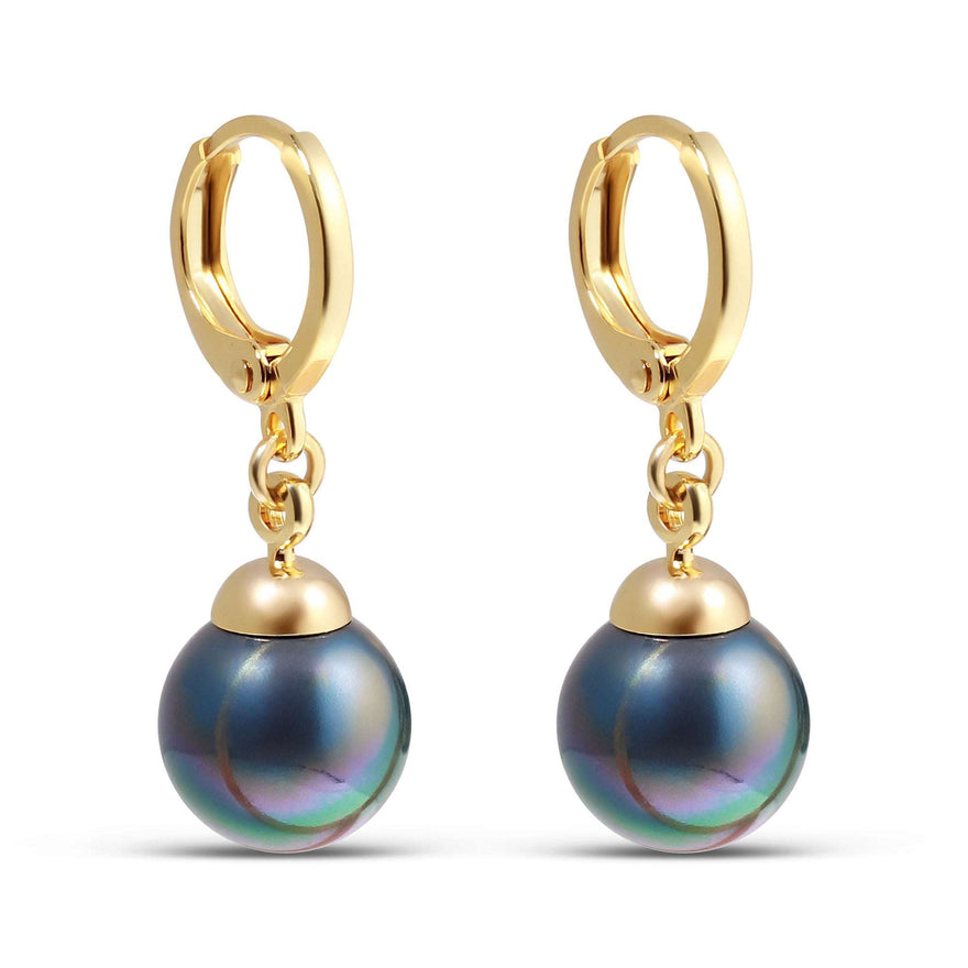Black faux pearl drop earrings