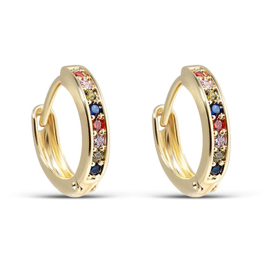 Colourful cubic zirconia hoop earrings