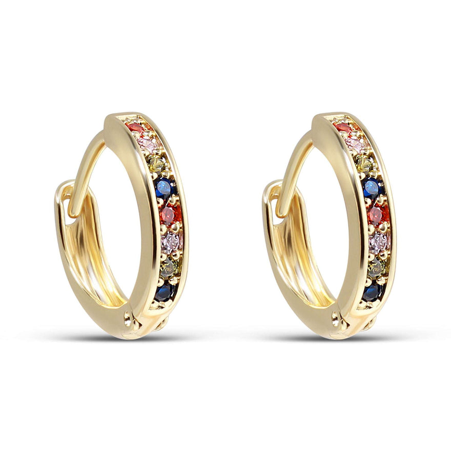Colourful cubic zirconia hoop earrings