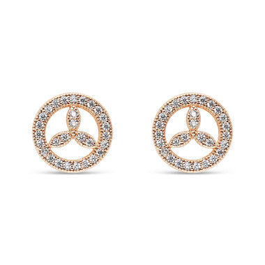 Round trefoil studs with cubic zirconia