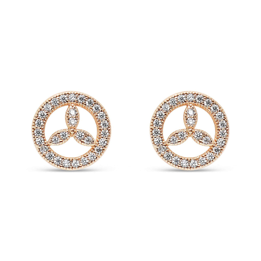Round trefoil studs with cubic zirconia