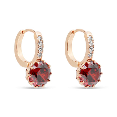 Hinged hoops with a red cubic zirconia