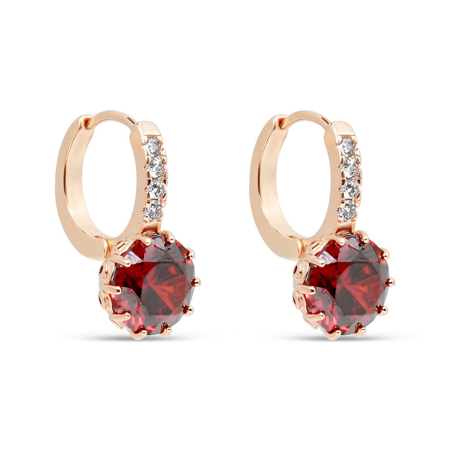 Hinged hoops with a red cubic zirconia