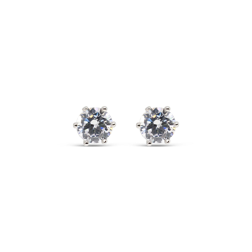 Six-prong cubic zirconia studs, 7 mm