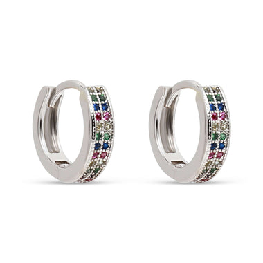 Multicoloured cubic zirconia hoops