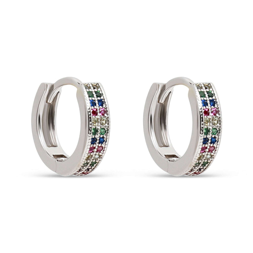 Multicoloured cubic zirconia hoops