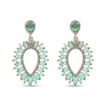 Gold-plated teardrop earrings with green pear-shaped stones and a sparkling zirconia outline