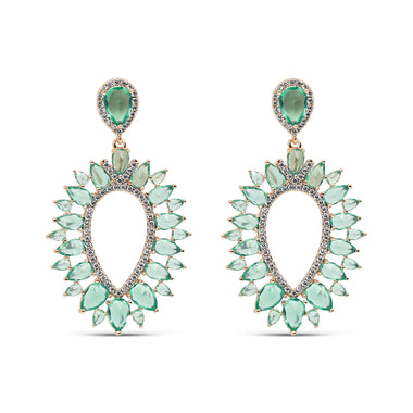 Green teardrop earrings, 45 mm