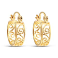 Round gold-plated openwork earrings with spiral scrolls