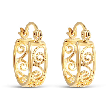 Openwork scroll drop earrings, 21 mm