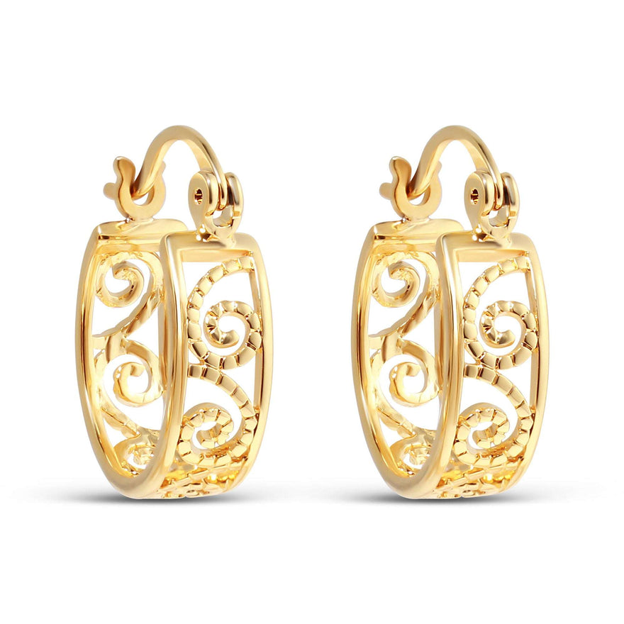 Openwork scroll drop earrings, 21 mm