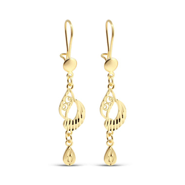 Long openwork teardrop earrings, 59 mm