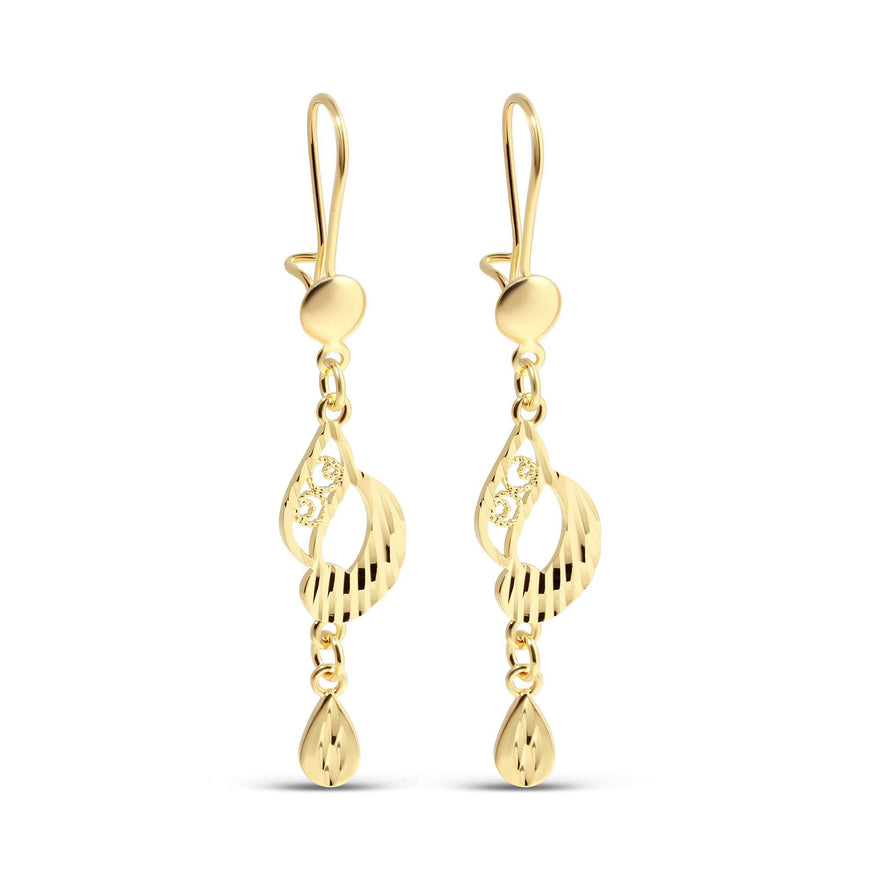 Long openwork teardrop earrings, 59 mm