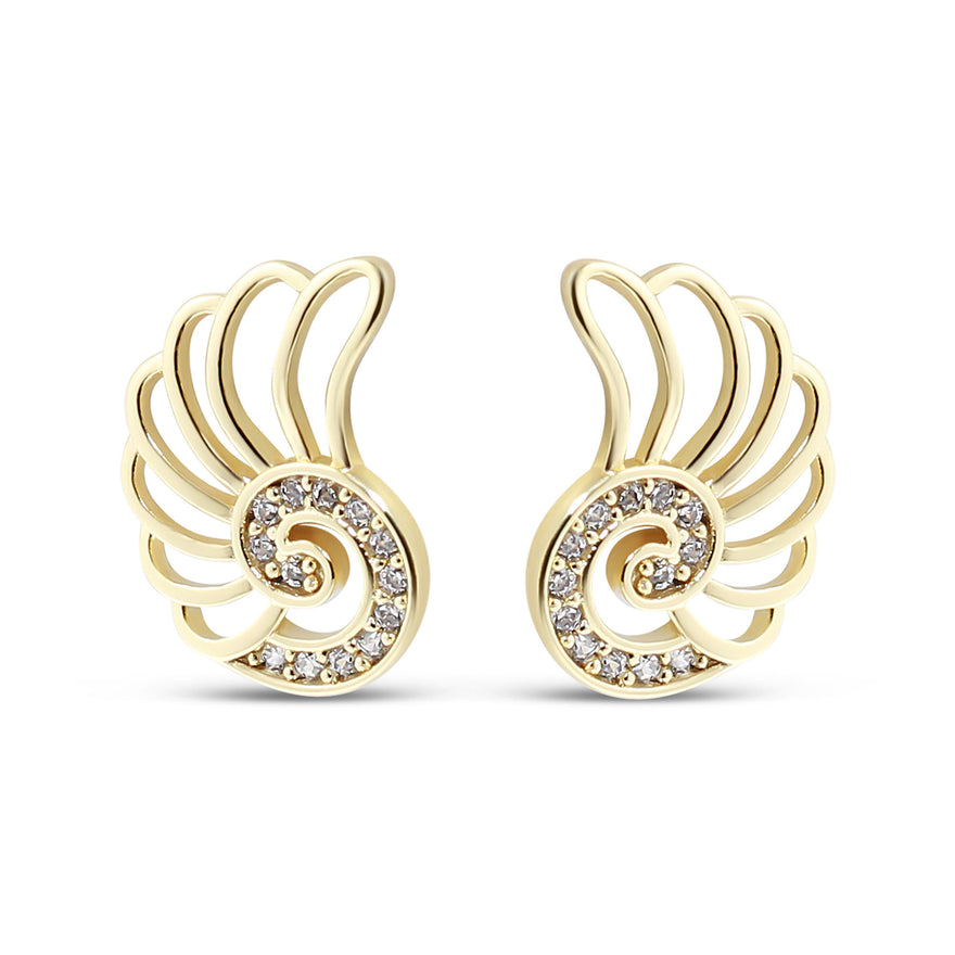 Wing-shaped stud earrings, 12 mm