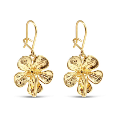 Textured flower drop earrings, 31 mm