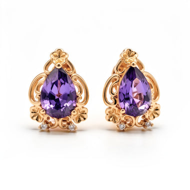 Violet teardrop clip-on earrings