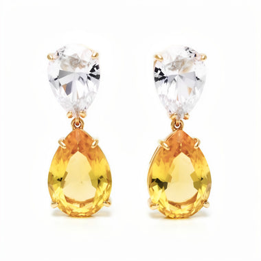 Yellow teardrop clip-on earrings