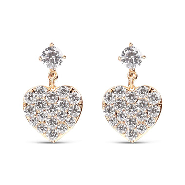 Pavé heart clip-on earrings, 25 mm