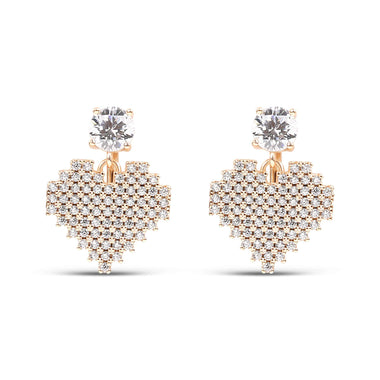 Mosaic heart clip-on earrings, 16 mm