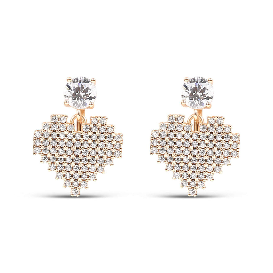 Mosaic heart clip-on earrings, 16 mm