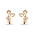 Gold-plated bow clip-on earrings with clear cubic zirconia and small pearls